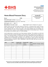 Home Blood Pressure Diary British Hypertension Society