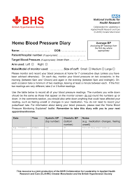 home blood pressure diary british hypertension society