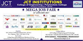 Jump into this amazing opportunity to find out more about furthering your career and your studies. Jct Institutions Mega Job Fair 2017 Jct Engineering