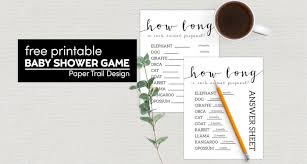 Free Baby Shower Games Printable Animal Pregnancies Paper Trail Design