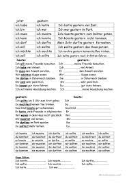 Konjugation der modalverben im präsens und präteritum können person präsens präteritum 1. Prateritum Haben Sein Modalverben Deutsch Daf Arbeitsblatter