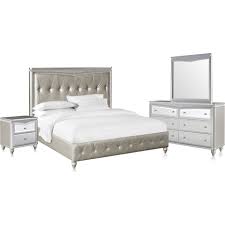 Your queen bed is the centerpiece of your bedroom, so why not love where you sleep? Posh 6 Piece Upholstered Bedroom Set With Nightstand Dresser And Mirror Value City Furniture