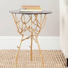Safavieh Tara Gold And Black Glass Top End Table Fox2520b With Images Gold Accent Table