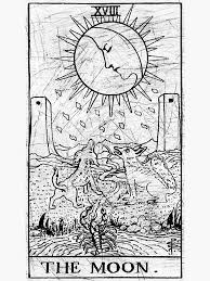 The Moon Tarot Card Major Arcana Fortune Telling Occult Sticker By Createdezign The Moon Tarot The Moon Tarot Card Tarot Card Tattoo