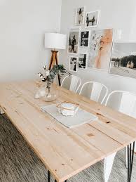The natural wood top and the hairpin legs are a wonderful combination. Diy Hairpin Dining Table From Jennifer Ann