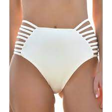 Elizabeth Jane Off White Strappy High Waist Bikini Bottoms 13 Liked On Polyvore Featuring Swimwear Bikinis Bikinis Swimwear High Waisted Swimsuit Trends