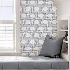 Scott Living 30 75 Sq Ft Indigo Vinyl Geometric Self Adhesive Peel And Stick Wallpaper Lowes Com Peel And Stick Wallpaper Modern Pattern Geometric Wallpaper