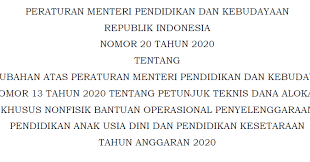 Maybe you would like to learn more about one of these? Permendikbud Nomor 20 Tahun 2020 Tentang Juknis Bop Paud Di Masa Pandemi Corona Cecepgaos Com