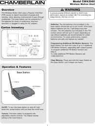 Amazon's #1 best selling security sensor & alarm. Cwa2000 Wireless Motion Alert User Manual 114a3896 Chamberlain Wireless Products