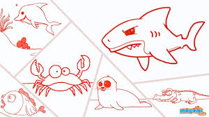 It is very easy to draw. How To Draw Underwater Animals Shark Whale Fish Dolphin And More Drawing Videos By Mocomi Youtube