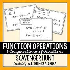Function Operations And Compositions Scavenger Hunt This Scavenger Hunt Activity Consists Of 20 Polynomial Functions Algebra Functions Algebra Algebra Teacher
