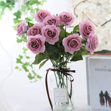 For large landscaping jobs, contact us for wholesale prices. Mauve Flowers Artificial Real Touch Roses Dusty Purple 10 Flowers Vanrina