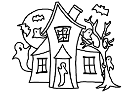 Haunted House Moon Tree Ghost Halloween Coloring Halloween Coloring Pages Printable Pumpkin Coloring Pages