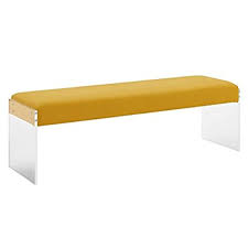 Tov Furniture The Sunshine Collection Modern Style Pebbled Texture Velvet Upholstered Bench With Acrylic Legs Yellow Buy Products Online With Ubuy Nigeria In Affordable Prices B01lyetw3n