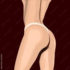 Back and butt naked slim woman's body. Fitness or plastic surgery and  aesthetic cosmetology. Firm buttocks against black background. Flat design  for yor production. Stock Illustration | Adobe Stock