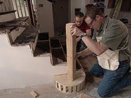 Describes several ways of how to install newel posts including the use of a mounting plate, angle bracket, hanger bolt and keylock. How To Build Staircase Balusters And Newel Posts How Tos Diy