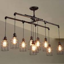 Vintage Steampunk Chandelier Light Black Metal Bar Restaurant Hanging Light Lamp Ladiqi Industrial Lighting Dining Dining Lighting Industrial Kitchen Lighting