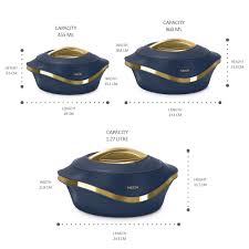 Buy MILTON Pearl Inner Stainless Steel Jr. Casserole Set of 3 (455 ml, 860  ml, 1270 ml), Blue Online at Low Prices in India