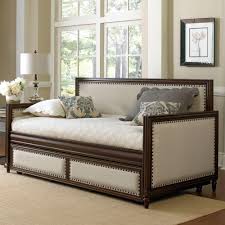 Grandover Iron Upholstered Daybed Only In Cream Espresso By Fashion Bed Group With Optional Pull Out T Bed Styling Upholstered Daybed Daybed With Trundle