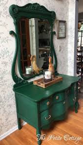 Serpentine Dresser Painted In Annie Sloan Amsterdam Chalk Paint Green Painted Furniture Painted Furniture Furniture Makeover