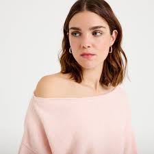 Pull col bateau rose clair femme