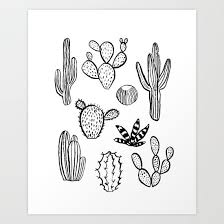 Black And White Cactus Drawing Cactus Desert Southwest By Monoo Linocut Leaf Cactus Plant Houseplant Homedecor Black White Illustration Desert Drawing Cactus Drawing Plant Doodle