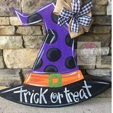 Witch Hat Door Hanger Fall Door Hanger Halloween Door Etsy Halloween Door Hangers Christmas Door Decorations Halloween Door