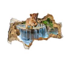 Maybe you would like to learn more about one of these? Amazon Com Tiger Cub 3d Wall Decal Waterfall Art Tropical Forest Vinyl Sticker Tiger Decor Wall Decal For Nursery Home Interior Design Hole In The Wall 3d Effect Decal Smashed Decal Wall Crack