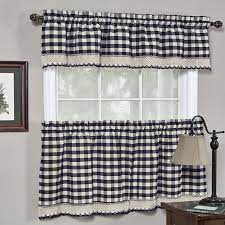 Buffalo Check Gingham Kitchen Curtains Tiers Or Valance Navy Gingham Curtains Kitchen Window Curtains Kitchen Curtain Sets