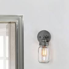 Shop Vertigo 1 Light Mason Jar Antique Silver Clear Galss Wall Sconce Overstock 27699811