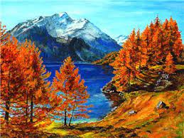 Mountain Fall Lake Scenery Landscape Paint By Number Numeral Paint