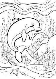 coloriage les animaux marins sauvages mere dauphin nage avec son petit bebe mignon sous marin clip art libres de droits vecteurs et illustration image 58544106 mandala requin