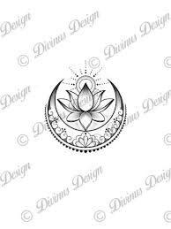 Lotus With Sun And Moon Tattoo Design And Stencil Instant Digital Download Tattoo Permit Moon Tattoo Designs Lotus Tattoo Design Moon Tattoo
