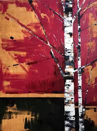 I waited until the next day because i ran out of time to pull the tape off the first day i worked on this painting and it was a lot harder to remove the tape. Dusk Birch Tree Yellow Ochre Yellow Burgundy Red Black And White Color Fine Art Interior Oil Canvas Seasons Nature Painting By Liza Borodinova Saatchi Art