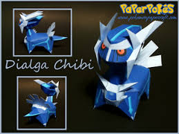 Paperpokes Pokemon Papercrafts Dialga Chibi Papercraft Pokemon Paper Crafts Chibi