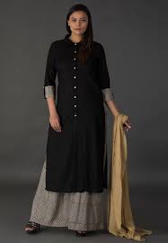 Salwar designs patiala suit designs kurta designs women kurti designs party wear pakistani black silver elephant printed punjabi suit. Cotton Pakistani Suit In Black This Readymade Attire Is Enhanced With Buttons And Is Carved In Chinese Co Plain Kurti Designs Pakistani Suits Clothes For Women