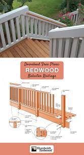Plans For Redwood Baluster Railings Deck Designs Backyard Deck Railings Deck Balusters