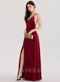 Shop floryday for affordable dresses. A Line V Neck Floor Length Velvet Prom Dresses With Split Front 018138337 Jj S House