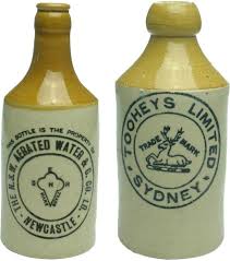 Embossing Pair Of Ginger Beers 1 Nsw Aerated Water Co Newcastle 2 Tooheys Limited Sydney New South Wales Type Ginger Mad Ginger Beer Bottle Beer