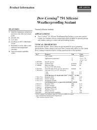 Dow Corning 791 Silicone Weatherproofing Sealant Manualzz Com