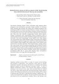 Hal ini terlihat dari ulangan harian yang begitu rendah. Pdf Persepsi Dan Amalan Pengajaran Guru Matematik Dalam Penyelesaian Masalah Algebra