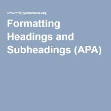 Formatting Headings And Subheadings Apa Apa Style Paper Apa Online Essay Writer