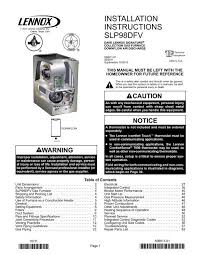 Coleman electric furnace wiring ask your ducane wiring diagram furnace questions. Slp98dfv Gas Furnace Installation Manual Lennox