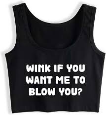 Amazon.com: Blow Job BDSM Sir Porn Blow You Crop Top Sleeveless Hotwife  Humorous Tank Tops Swinger Naughty Black : Clothing, Shoes & Jewelry