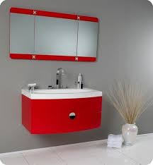 The bathroom is associated with the weekday morning rush, but it doesn't have to be. Fresca Fvn5092rd Energia 36 Inch Red Modern Bathroom Vanity With Three Panel Folding Mirror