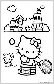 Tennis coloring sheet tennis racket coloring page at getdrawings free. Hello Kitty Playing Tennis Coloring Pages Cartoons Coloring Pages Coloring Pages For Kids And Adults