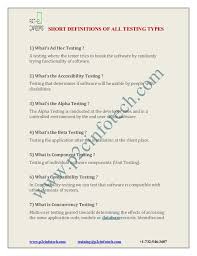 Short Definitions Of All Testing Types Short Definition Definitions Type
