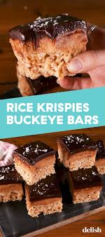 Rice Krispies Buckeye Bars Put Regular Rice Krispies Treats To Shame Recipe Buckeye Bars Recipe Krispie Treats Rice Krispie Treats