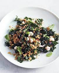 Kale And Farro Salad With Feta Recipe Recipe Summer Potluck Recipes Feta Salad Recipe Feta Recipes