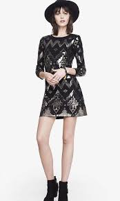 Black Aztec Sequin Embellished Mini Dress Ladies Mini Dresses Perfect Little Black Dress Mini Dress